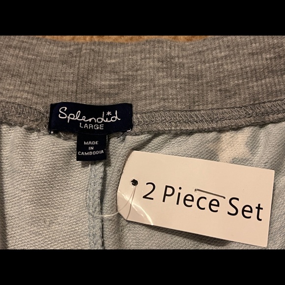 Splendid Lounge Jogger Pajama Pants Stars Light Blue/Gray Cuffed Drawstring Size - Picture 7 of 7